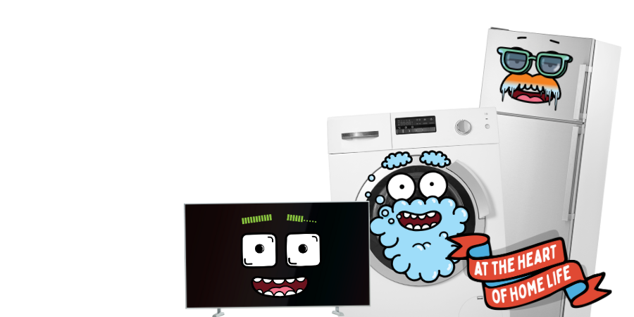 A TV, washing machine and fridge freezer.